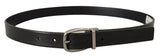 Dolce & Gabbana Black Leather Silver Chrome Metal Logo Buckle Belt