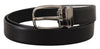 Dolce & Gabbana Black Leather Silver Metal Chrome Logo BuckleBelt