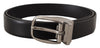 Dolce & Gabbana Black Leather Silver Metal Chrome Logo BuckleBelt