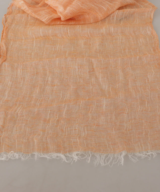 Malo Peach Linen Knitted Shawl Wrap Fringes Scarf
