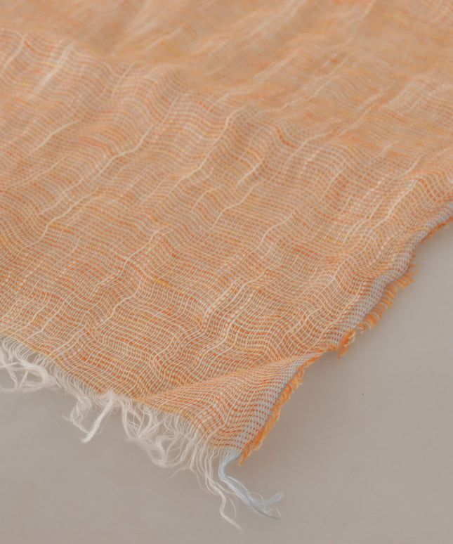 Malo Peach Linen Knitted Shawl Wrap Fringes Scarf