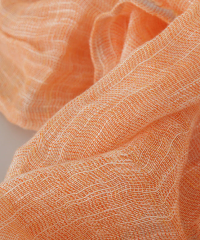 Malo Peach Linen Knitted Shawl Wrap Fringes Scarf