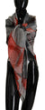 Costume National Gray Red Shawl Foulard WrapScarf