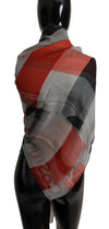Costume National Gray Red Shawl Foulard WrapScarf