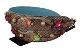 Dolce & Gabbana Brown Exotic Leather Crystals Shoulder Strap