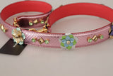 Dolce & Gabbana Metallic Pink Leather Studded Shoulder Strap