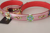Dolce & Gabbana Metallic Pink Leather Studded Shoulder Strap