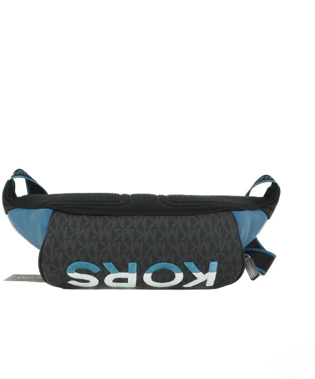 Michael Kors Cooper Large Blue Multi Leather Embroidered Logo Utility Belt Bag