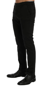 Costume National Black Slim Fit Cotton Stretch Pants