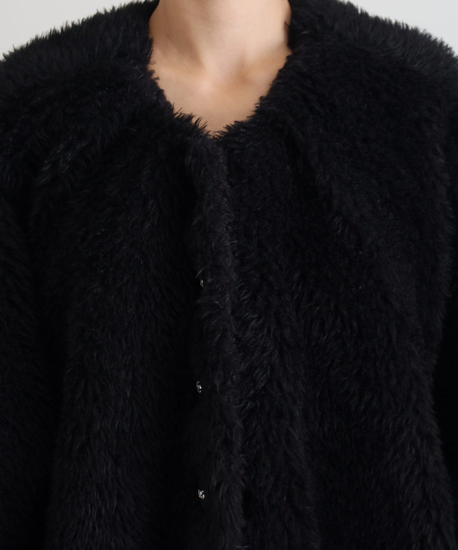 Dolce & Gabbana Black Cashmere Blend Faux Fur Coat Jacket