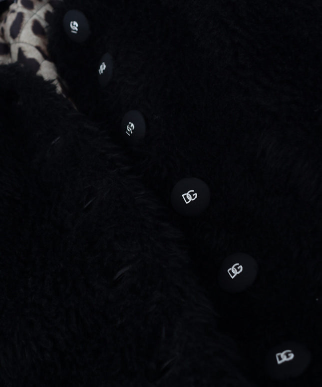 Dolce & Gabbana Black Cashmere Blend Faux Fur Coat Jacket
