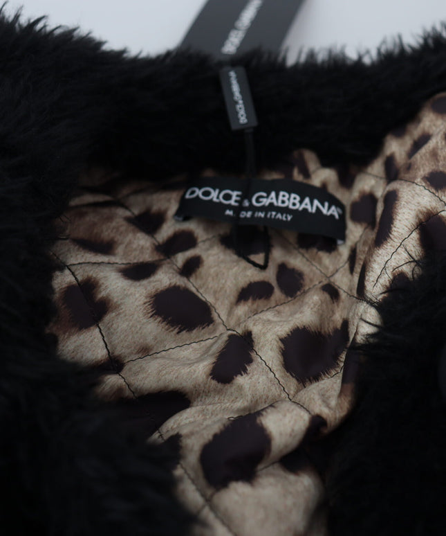 Dolce & Gabbana Black Cashmere Blend Faux Fur Coat Jacket