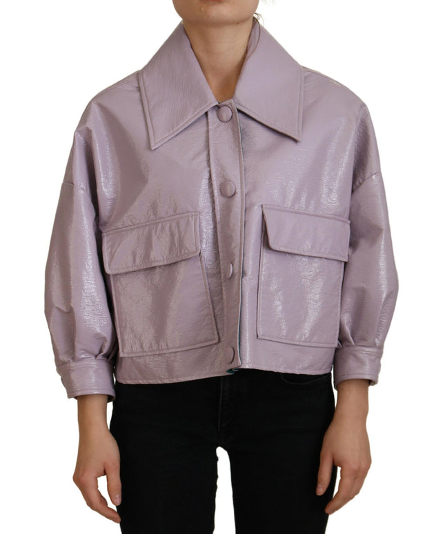 Dolce & Gabbana Purple Cotton Button Down Cropped Jacket
