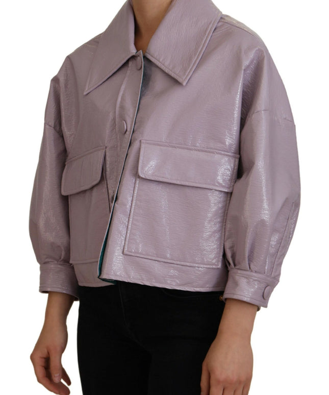 Dolce & Gabbana Purple Cotton Button Down Cropped Jacket
