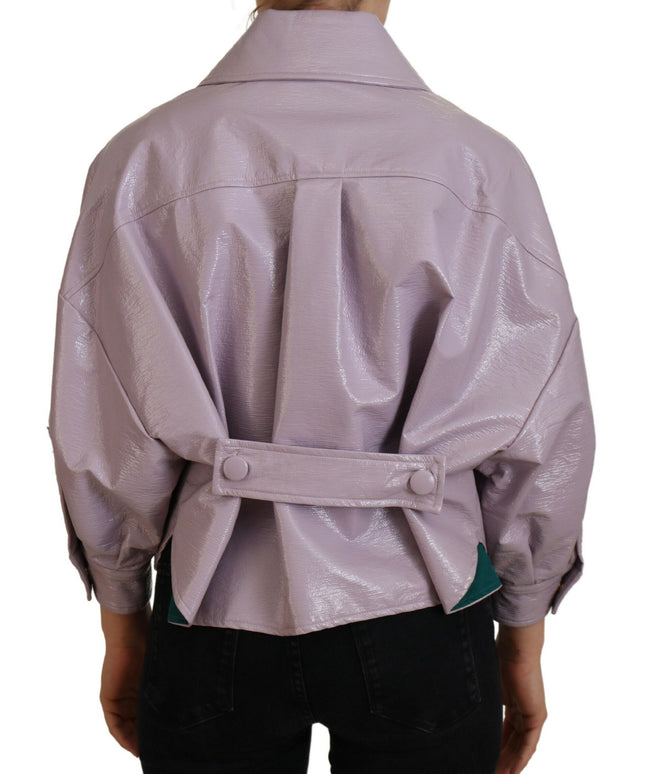 Dolce & Gabbana Purple Cotton Button Down Cropped Jacket