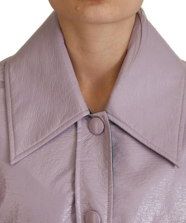 Dolce & Gabbana Purple Cotton Button Down Cropped Jacket