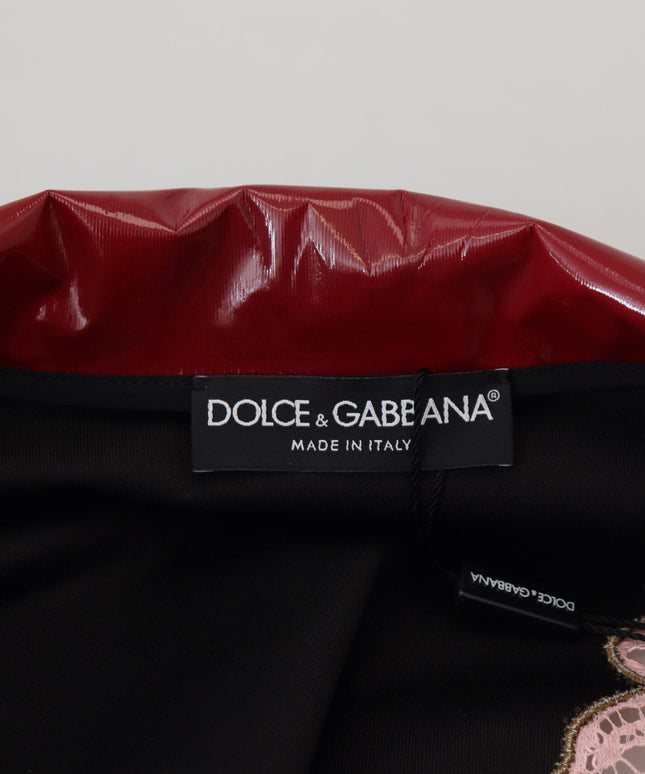 Dolce & Gabbana Maroon Floral Full Zip Polyester Women Jacket