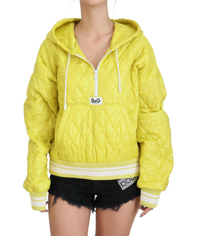 Dolce & Gabbana Yellow Nylon Quilted Hooded Pullover Jacket
