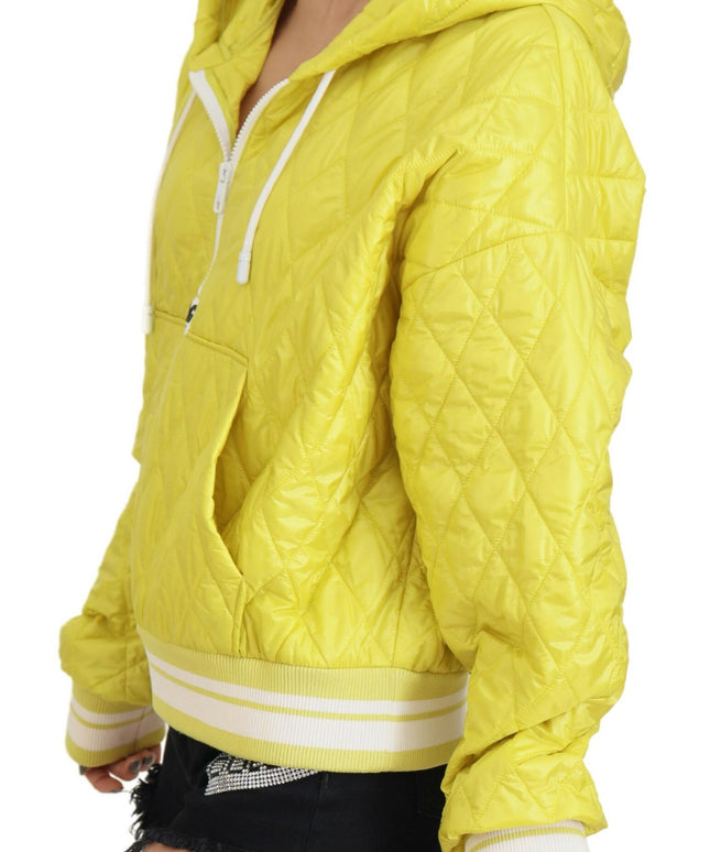 Dolce & Gabbana Yellow Nylon Quilted Hooded Pullover Jacket