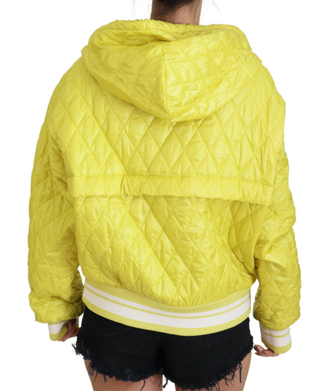 Dolce & Gabbana Yellow Nylon Quilted Hooded Pullover Jacket