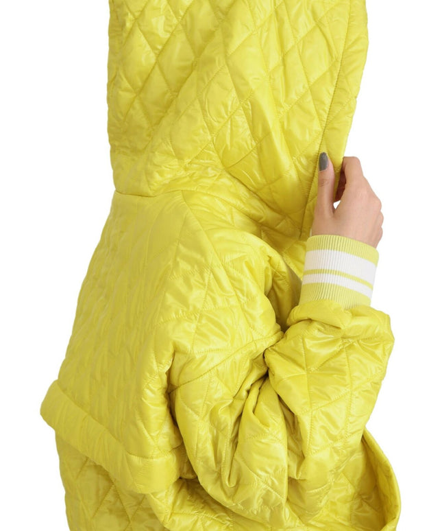 Dolce & Gabbana Yellow Nylon Quilted Hooded Pullover Jacket