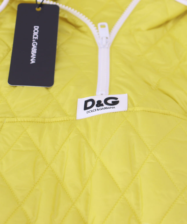 Dolce & Gabbana Yellow Nylon Quilted Hooded Pullover Jacket