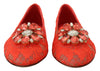 Dolce & Gabbana Red Taormina Lace Crystals Ballet Flats Shoes