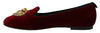 Dolce & Gabbana Bordeaux Velvet Slip-On Loafers Flats Shoes
