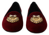 Dolce & Gabbana Bordeaux Velvet Slip-On Loafers Flats Shoes