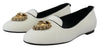 Dolce & Gabbana White Velvet Slip Ons Loafers Flats Shoes