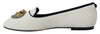 Dolce & Gabbana White Velvet Slip Ons Loafers Flats Shoes