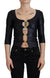 Dolce & Gabbana Black Cotton Stretch Open Chest 3/4 Sleeve Top