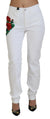 Dolce & Gabbana White Floral Embroidery Skinny Denim Jeans