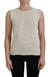 PINK MEMORIES Beige Cotton Blend Sleeveless Round Neck Tank Top