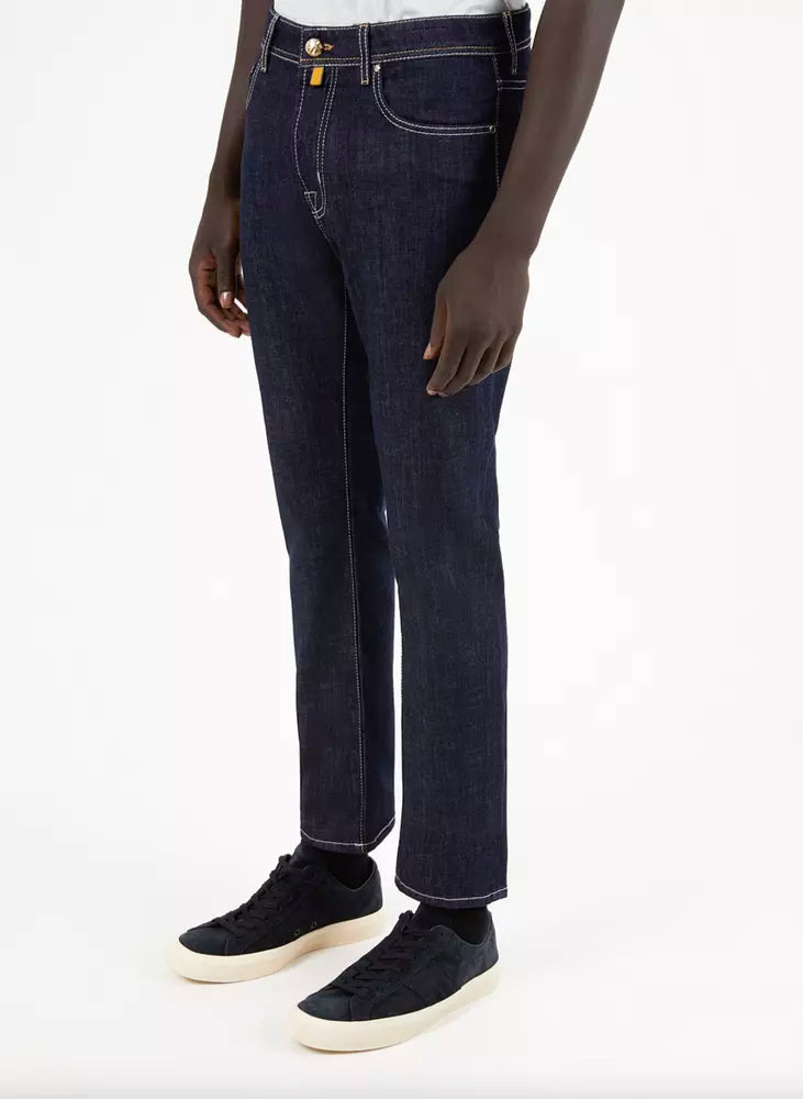 Jacob Cohen Blue Cotton Men's Straight-Leg Jean