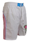 Dsquared² White Pink Logo Print Men Beachwear Shorts Swimwear