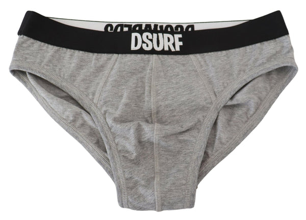 ملابس داخلية رجالية قصيرة من القطن المطاطي بشعار Dsquared² رمادية اللون