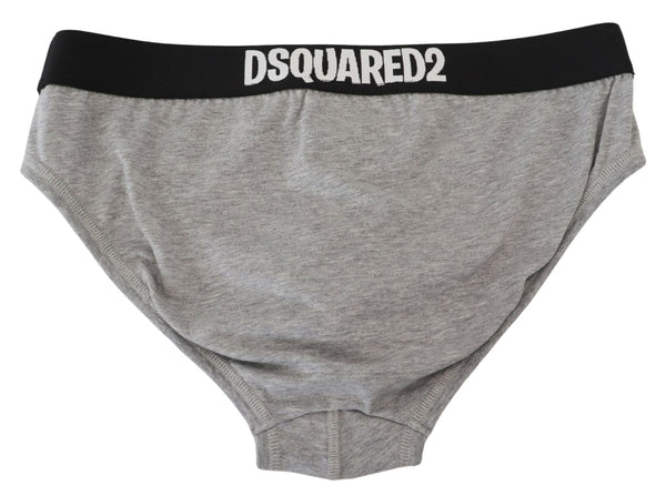 ملابس داخلية رجالية قصيرة من القطن المطاطي بشعار Dsquared² رمادية اللون