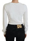 Patrizia Pepe Ivory V-Neck Long Sleeves Women Blouse Top