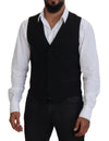 Dolce & Gabbana Black Virgin Wool Waistcoat Formal Vest