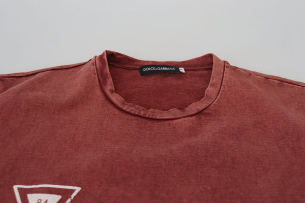Dolce & Gabbana Maroon Print Round Neck Short Sleeves T-shirt