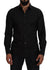 Dolce & Gabbana Black Cotton Collared Long Sleeve GOLD Shirt