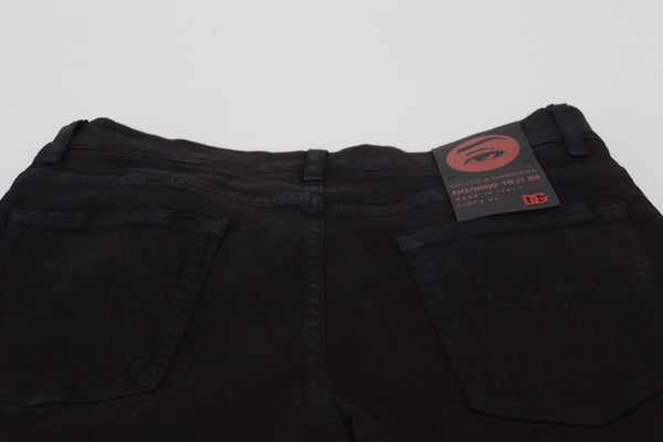 بنطلون جينز قطني ممزق من دولتشي آند غابانا باللون الأسود بقصّة "Slim Fit"
