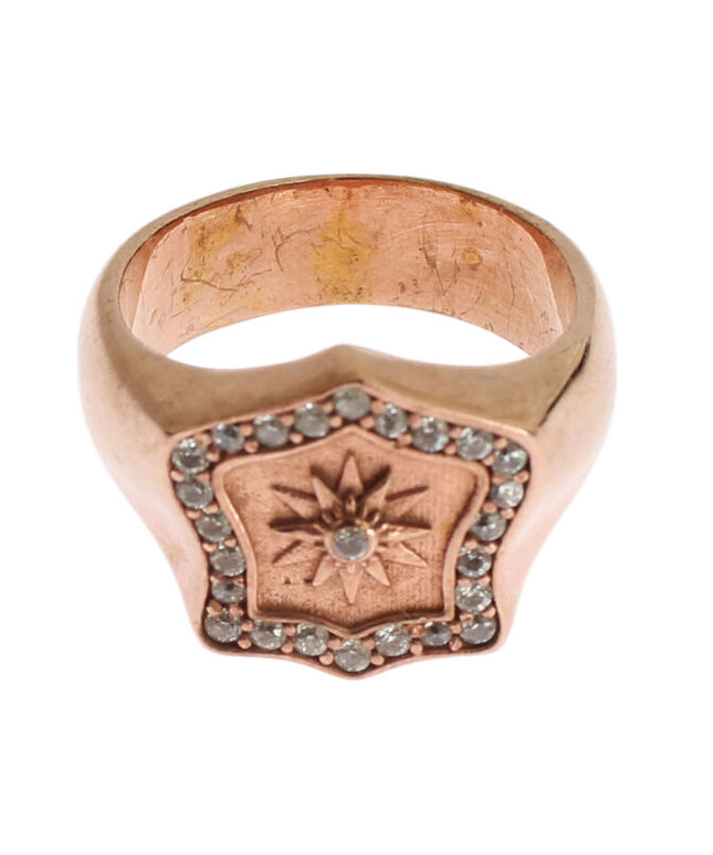 Nialaya Pink Gold 925 Silver Authentic Clear Ring
