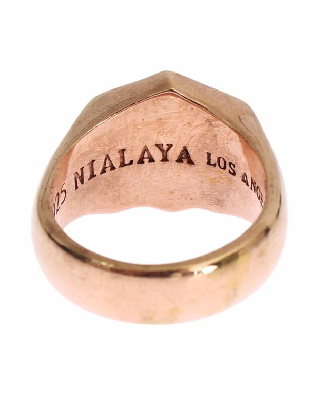 Nialaya Pink Gold 925 Silver Authentic Clear Ring