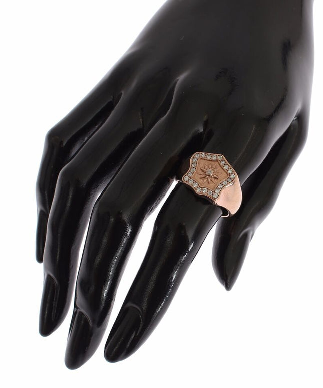 Nialaya Pink Gold 925 Silver Authentic Clear Ring