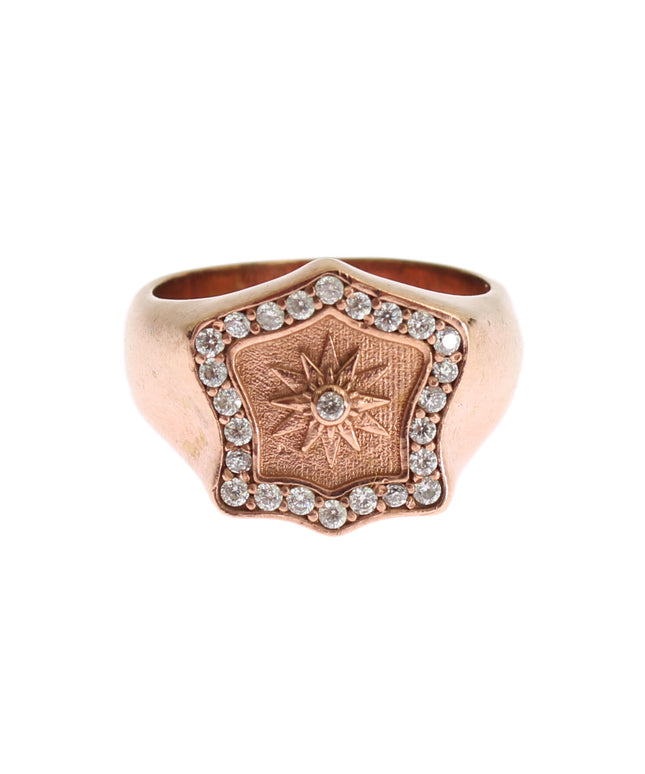Nialaya Pink Gold 925 Silver Authentic Clear Ring