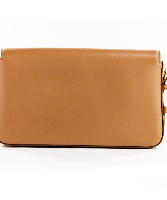 Burberry Grace Small Nutmeg Smooth Leather Flap Crossbody Clutch Handbag Purse