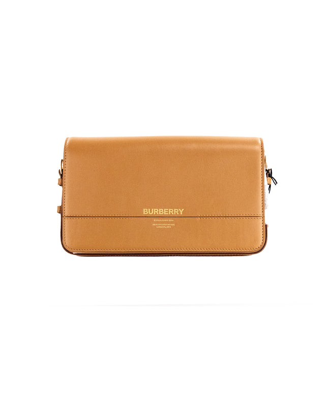 Burberry Grace Small Nutmeg Smooth Leather Flap Crossbody Clutch Handbag Purse