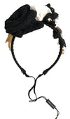 Dolce & Gabbana Diadem Headband Tiara White Rose Crystal Hair Gold